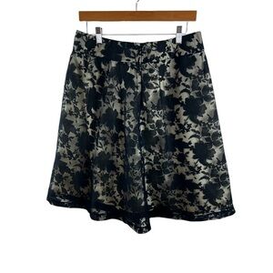 Apt 9 Lace Floral Flare Leaf Skirt Black & Shimmer Beige Lining Size 10